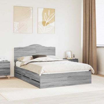 vidaXL Lovos rėmas Pilkas Sonoma 140 x 190 cm Inžinerinė mediena