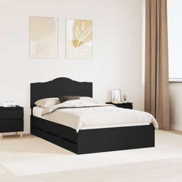 vidaXL Lovos rėmas su stalčių Juoda 120 x 200 cm Inžinerinė mediena