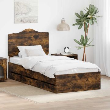 vidaXL Lovos rėmas Rūkyta ąžuolas 75 x 190 cm Inžinerinė mediena