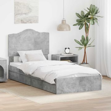 vidaXL Saugos lova Betono pilka 100 x 200 cm Apdirbta mediena