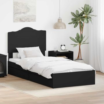 vidaXL Saugos lova su galvūgalio Juoda 90 x 190 cm Apdirbta mediena