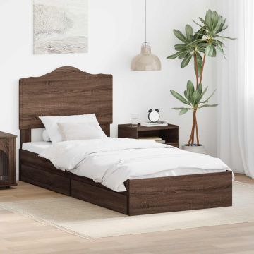 vidaXL Saugos lova Rudas ąžuolas 75 x 190 cm Apdirbta mediena