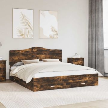 vidaXL Lovos rėmas Rūkyta ąžuolas 200 x 200 cm Apdirbta mediena