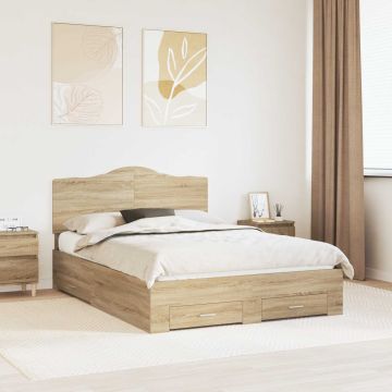 vidaXL Lovos rėmas Sonoma ąžuolas 150 x 200 cm Apdirbta mediena