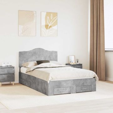 vidaXL Lovos rėmas Betono pilka 120 x 190 cm Apdirbta mediena