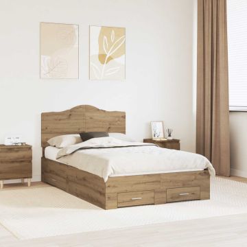 vidaXL Lovos rėmas Amatininkų ąžuolas 120 x 190 cm Apdirbta mediena