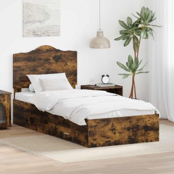 vidaXL Lovos rėmas Rūkyta ąžuolas 100 x 200 cm Apdirbta mediena