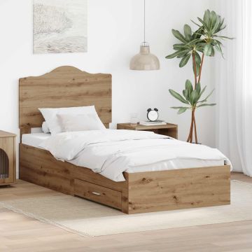 vidaXL Lovos rėmas Amatininkų ąžuolas 100 x 200 cm Apdirbta mediena
