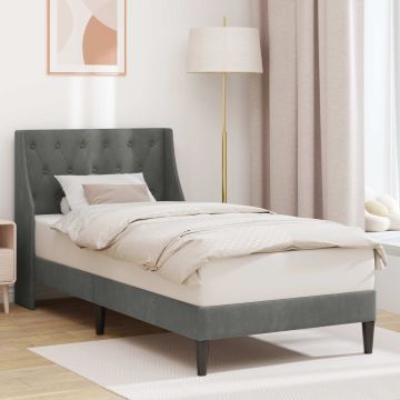vidaXL Lovos rėmas su galvūgalio Tamsiai pilka 90 x 190 cm Aksomas