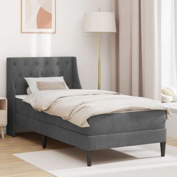vidaXL Lovos rėmas su čiužiniu Tamsiai pilka 80 x 200 cm Aksomas