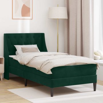 vidaXL Lovos rėmas su čiužiniu Tamsiai žalia 80 x 200 cm Aksomas