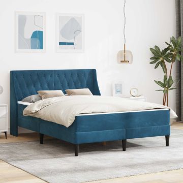 vidaXL Lovos rėmas su čiužiniu su čiužiniu 2 pcs Mėlyna Aksomas