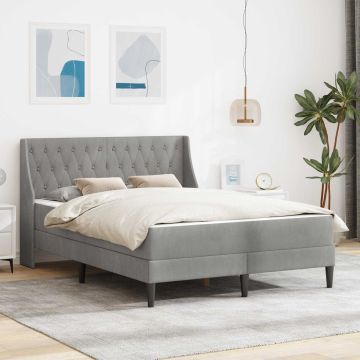 vidaXL Lovos rėmas su čiužiniu Šviesiai pilka 180 x 200 cm Aksomas