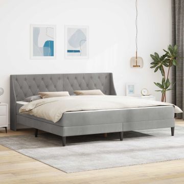 vidaXL Lovos rėmas su čiužiniu Šviesiai pilka 200 x 200 cm Aksomas
