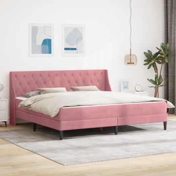 vidaXL Lovos rėmas su čiužiniu su čiužiniu Rožinė 200 x 200 cm Aksomas