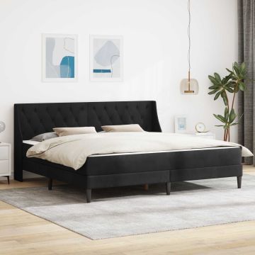 vidaXL Lovos rėmas su čiužiniu su čiužiniu Juodas 200 x 200 cm Aksomas