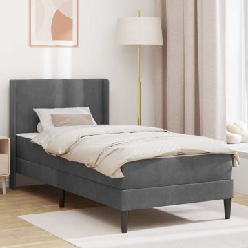 vidaXL Lovos rėmas su čiužiniu Tamsiai pilka 90 x 190 cm Aksomas