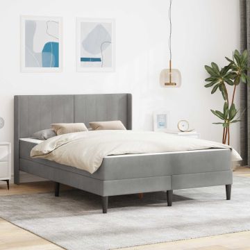 vidaXL Lovos rėmas su čiužiniu Šviesiai pilka 140 x 190 cm Aksomas