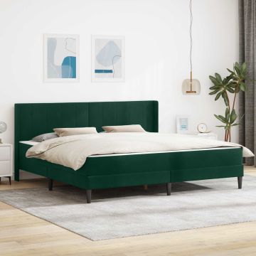 vidaXL Lovos rėmas su čiužiniu Tamsiai žalia 180 x 200 cm Aksomas