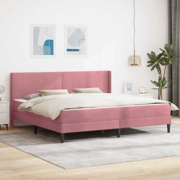 vidaXL Lovos rėmas su čiužiniu Rožinė 200 x 200 cm Aksomas