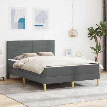 vidaXL Lovos rėmas Tamsiai pilka 140 x 190 cm Poliesteris