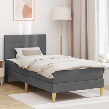 vidaXL Lovos rėmas su čiužiniu 2 pcs Tamsiai pilka 90 x 190 cm audinys