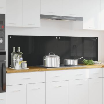 vidaXL Virtuvės užpakalinė plokštė 2 pcs Juoda 90 x 50 cm