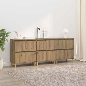 vidaXL Šoninės lentynos 3 pcs Amatininkų ąžuolas 60 x 35 x 70 cm