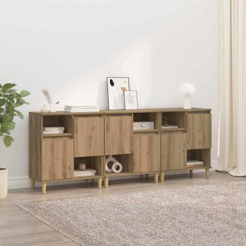 vidaXL Šoninės lentynos 3 pcs Amatininkų ąžuolas 60 x 35 x 70 cm
