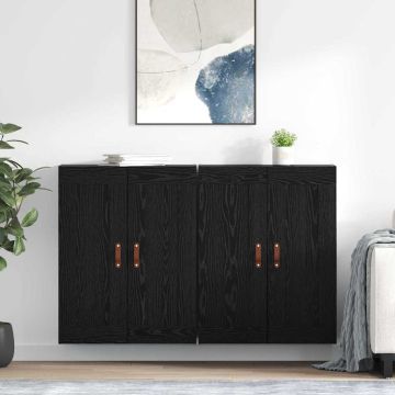 vidaXL Prikabinama spinta 2 pcs Juodas ąžuolas 69,5 x 34 x 90 cm