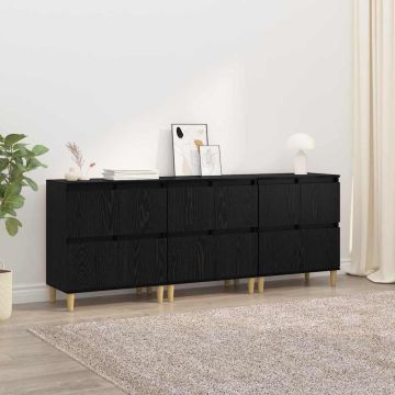 vidaXL Šoninės lentynos 3 pcs Juodas ąžuolas 60 x 35 x 70 cm