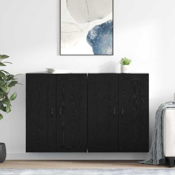 vidaXL Prikabinama spinta 2 pcs Juodas ąžuolas 69,5 x 34 x 90 cm
