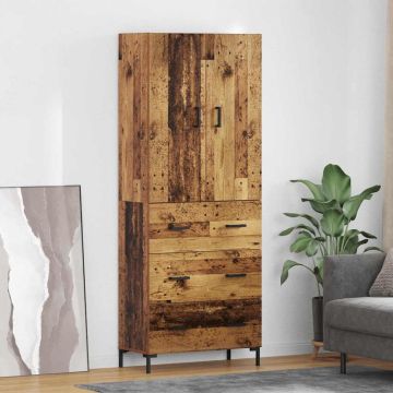 vidaXL Aukštas spintelė su stalčių Senovinis medis 69,5 x 34 x 180 cm
