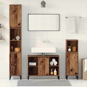 vidaXL Vonios baldų rinkinys 3 pcs Sena mediena Apdirbta mediena