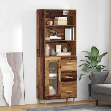 vidaXL Aukštas spintelė su stalčių Senovinis medis 69,5 x 34 x 180 cm