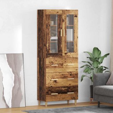 vidaXL Aukštas spintelė su stalčių Senovinis medis 69,5 x 34 x 180 cm