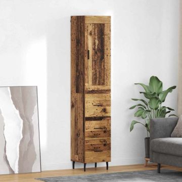 vidaXL Aukštas spintelė su stalčių Senovinis medis 34,5 x 34 x 180 cm