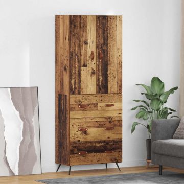 vidaXL Aukštas spintelė su stalčių Senovinis medis 69,5 x 34 x 180 cm