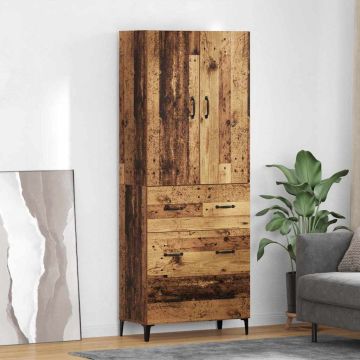vidaXL Aukštas spintelė su stalčių Senovinis medis 69,5 x 34 x 180 cm