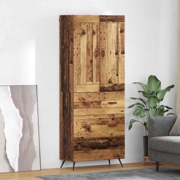 vidaXL Aukštas spintelė su stalčių Senovinis medis 69,5 x 34 x 180 cm