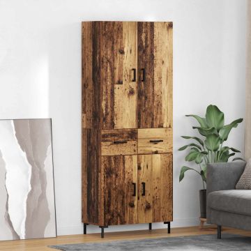 vidaXL Aukštas spintelė su stalčių Senovinis medis 69,5 x 34 x 180 cm