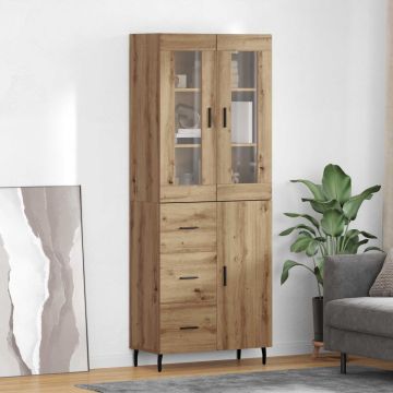 vidaXL Aukštas spintelė 2 pcs Amatininkų ąžuolas Apdirbta mediena