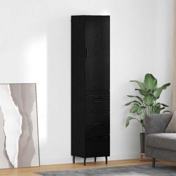 vidaXL Aukštas spintelė su stalčių Juodas ąžuolas 34,5 x 34 x 180 cm