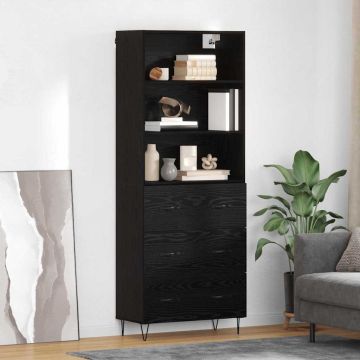 vidaXL Aukštas spintelė 2 pcs Juodas ąžuolas Apdirbta mediena