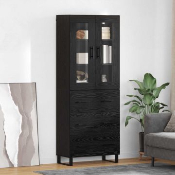 vidaXL Aukštas spintelė su stalčių 2 pcs Juodas ąžuolas