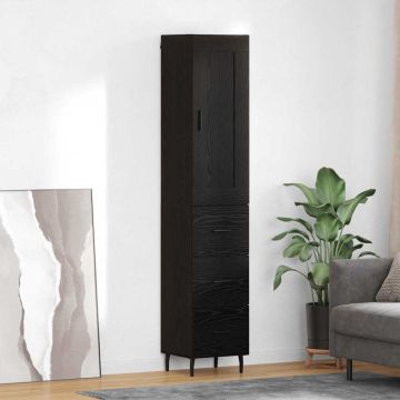vidaXL Aukštas spintelė su stalčių Juodas ąžuolas 34,5 x 34 x 180 cm