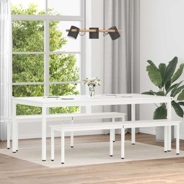 vidaXL Valgomojo stalas Balta 200 x 100 x 75 cm Kietos pušies mediena
