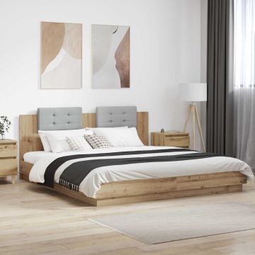 vidaXL Lovos Rėmas su Galvūgaliu Amatininkų ąžuolas 200 x 200 cm