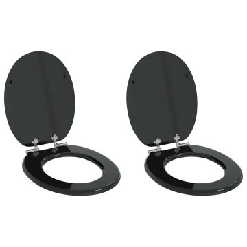 vidaXL Minkštai užsidarantis tualeto dangtis 2 pcs Juodas 44 x 38 cm