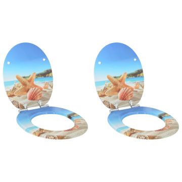 vidaXL Minkštai užsidarantis tualeto dangtis 2 pcs Jūros kriauklė